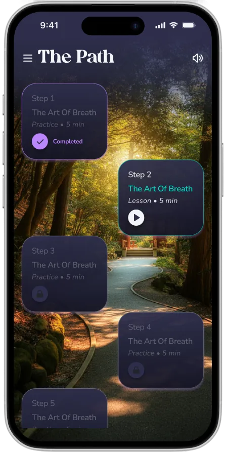 Structured meditation paths and training modules in the Dojo app.